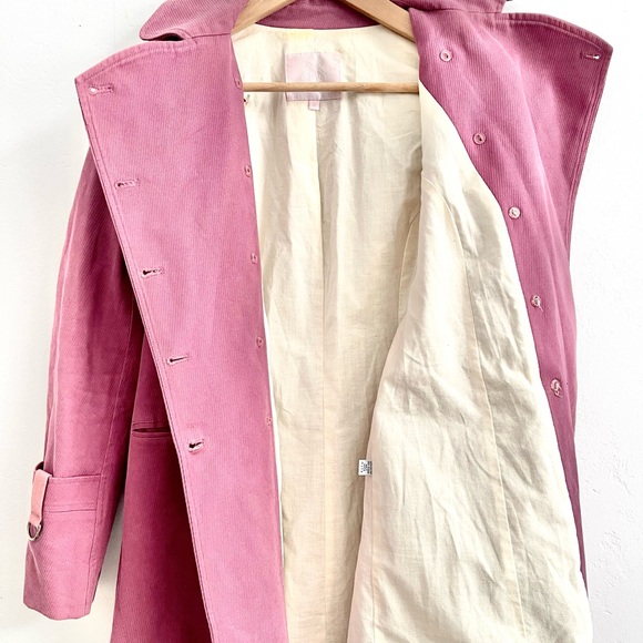 Vintage Rebecca Taylor Pink Preppy Military Peacoat Jacket Canvas Twill Coat Y2K - Picture 10 of 16